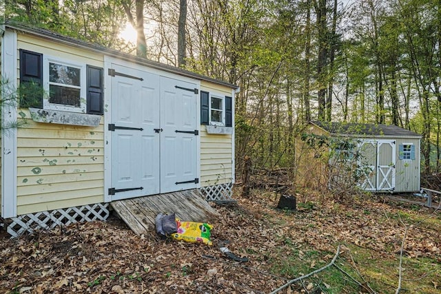 view of shed