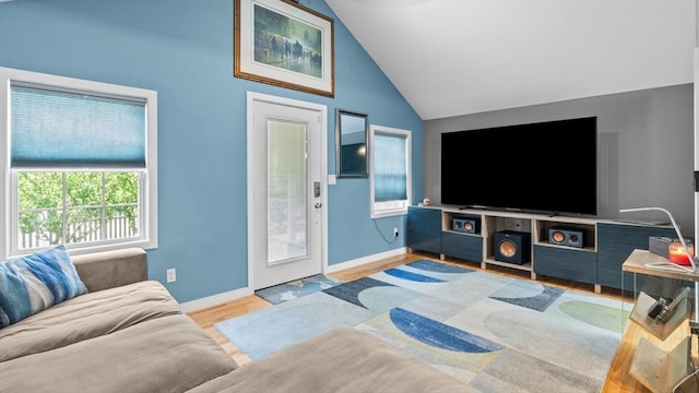 7 Grove St, Fairhaven, MA 02719 - living room with wood finished floors and high vaulted ceiling