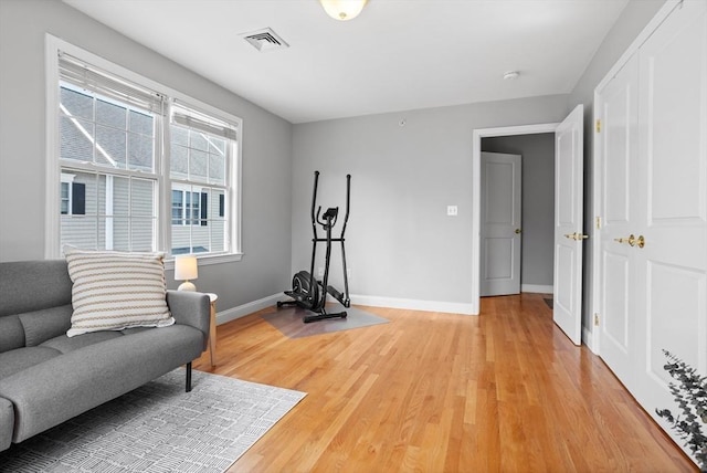 living area featuring light hardwood / wood-style flooring