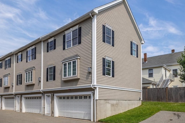 exterior space featuring a garage