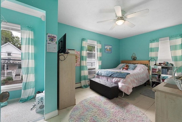 9 Green St, Brookfield, MA 01506 - bedroom featuring multiple windows, a ceiling fan, and baseboard heating