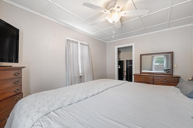 9 Green St, Brookfield, MA 01506 - bedroom featuring a ceiling fan, a textured wall, and a spacious closet