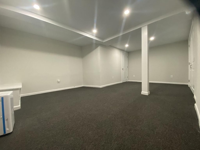 270 Sunderland Rd Unit 11, Worcester, MA 01604 - finished basement featuring recessed lighting, baseboards, and dark carpet