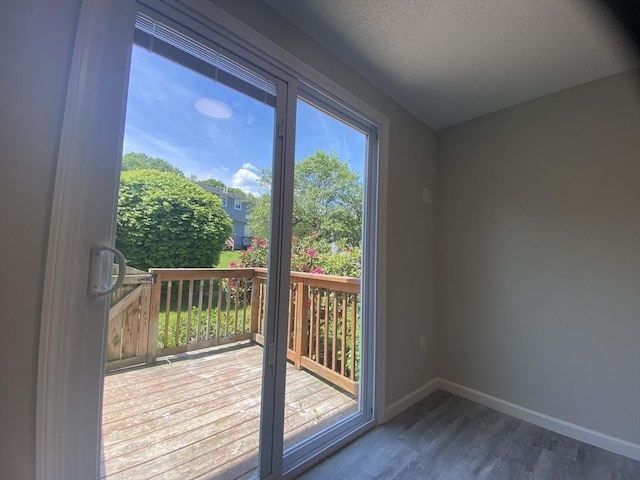 270 Sunderland Rd Unit 11, Worcester, MA 01604 - entryway featuring wood finished floors, baseboards, and a textured ceiling