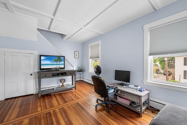 60 Lynnfield St, Lynn, MA 01904 - office featuring wood-type flooring, baseboard heating, and a baseboard radiator