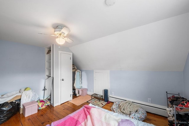 60 Lynnfield St, Lynn, MA 01904 - bonus room with wood finished floors, a ceiling fan, vaulted ceiling, and a baseboard radiator