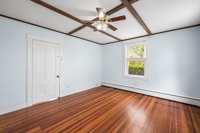 60 Lynnfield St, Lynn, MA 01904 - unfurnished room featuring a baseboard heating unit, hardwood / wood-style floors, and a ceiling fan