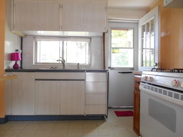 3 Anderson Ave, Worcester, MA 01604 - kitchen with white gas range oven, light flooring, and a sink