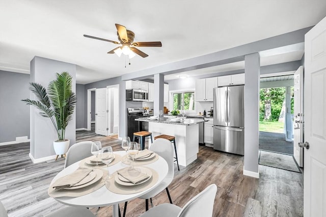 759 Millers Falls Rd, Northfield, MA 01360 - dining area featuring wood finished floors and ceiling fan