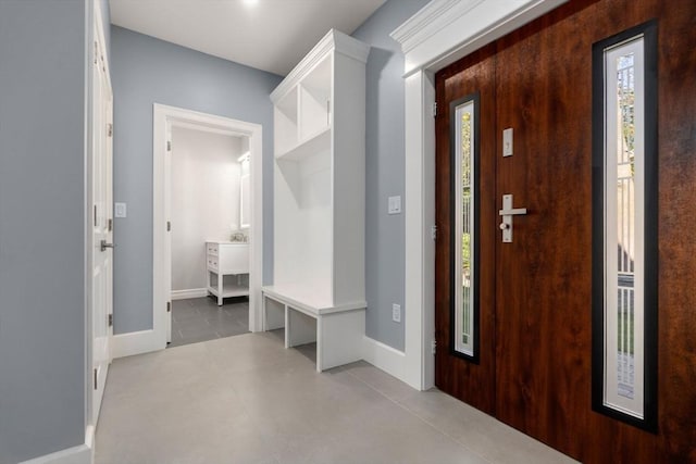 mudroom with baseboards