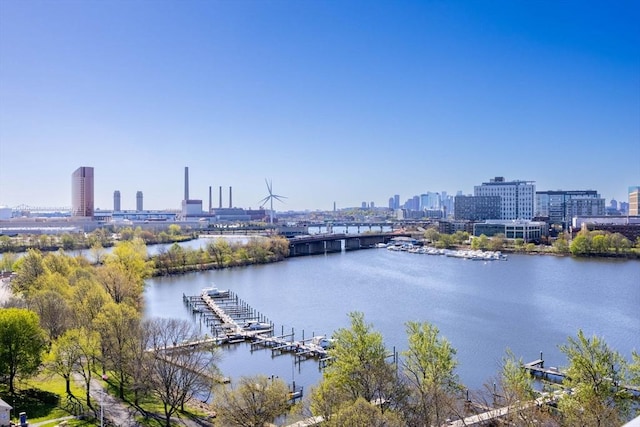 property view of water with a city view