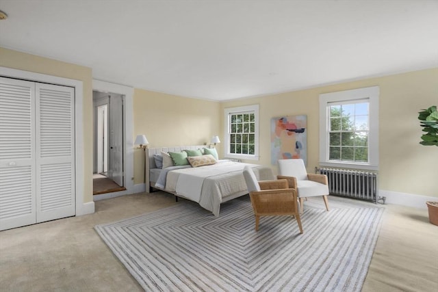 33 Wellington Ln, Belmont, MA 02478 - carpeted bedroom with radiator, baseboards, and a closet