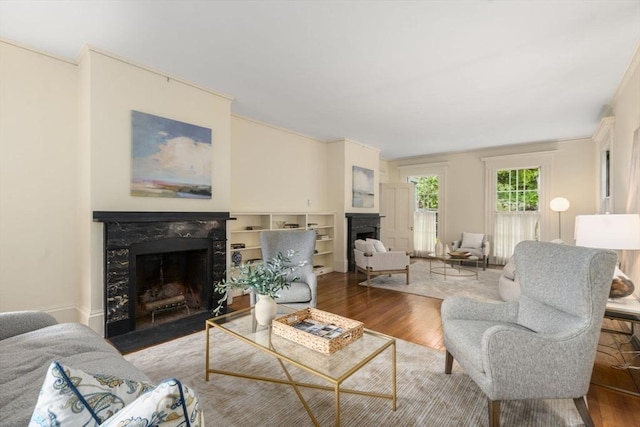 33 Wellington Ln, Belmont, MA 02478 - living area featuring a fireplace and wood finished floors