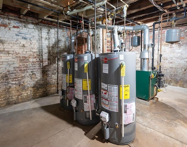 8 Everett St, Somerville, MA 02143 - utility room featuring gas water heater and a heating unit