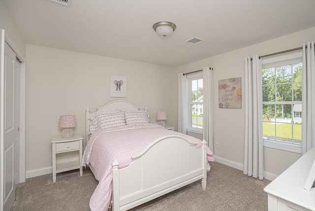 bedroom featuring a closet and carpet