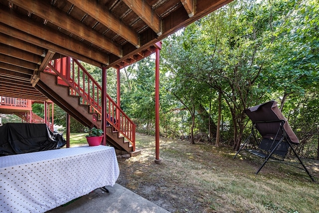 view of yard featuring a deck