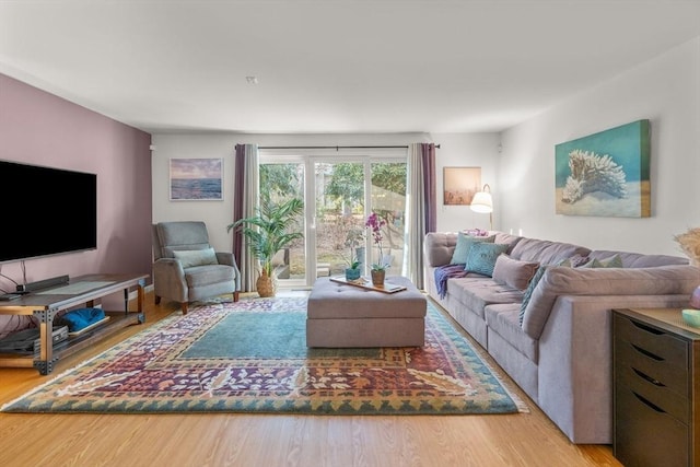 living room with light wood-type flooring