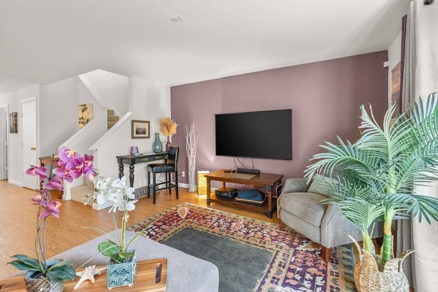 living room with wood-type flooring