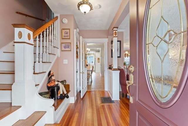 foyer with light wood-type flooring