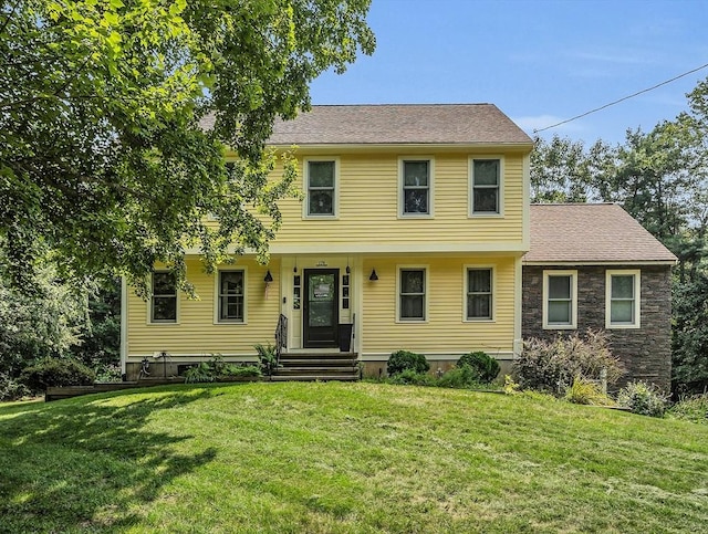 colonial house with a front lawn