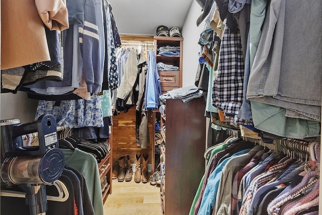 spacious closet featuring hardwood / wood-style floors