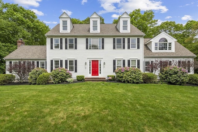 53 Arnold Way, Uxbridge, MA 01569 - colonial inspired home with a front lawn and a shingled roof