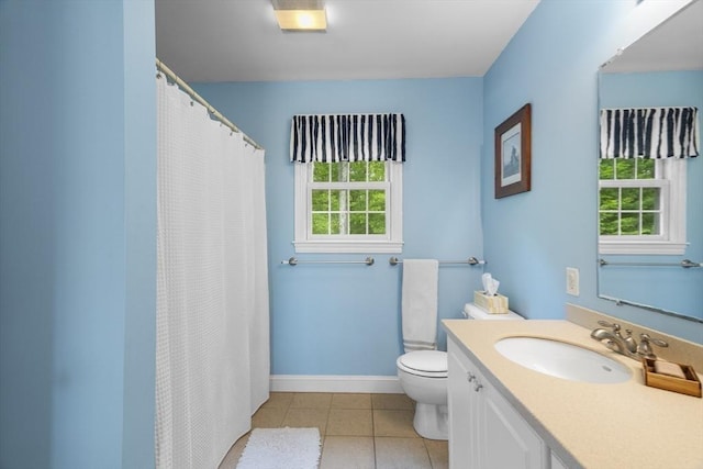53 Arnold Way, Uxbridge, MA 01569 - full bath with tile patterned floors, vanity, and a shower with shower curtain