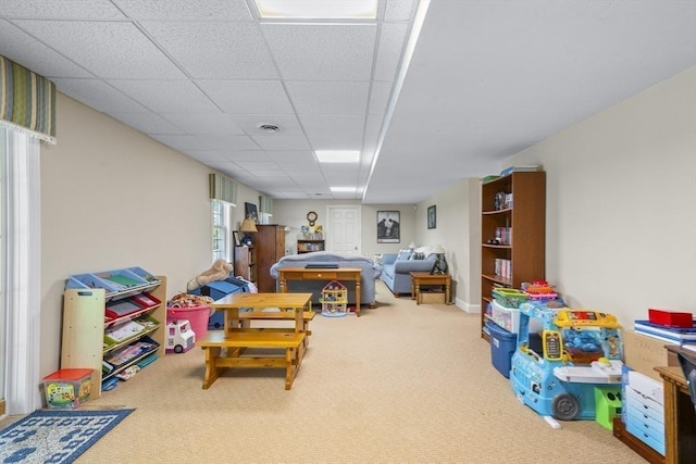 53 Arnold Way, Uxbridge, MA 01569 - rec room featuring carpet and a drop ceiling