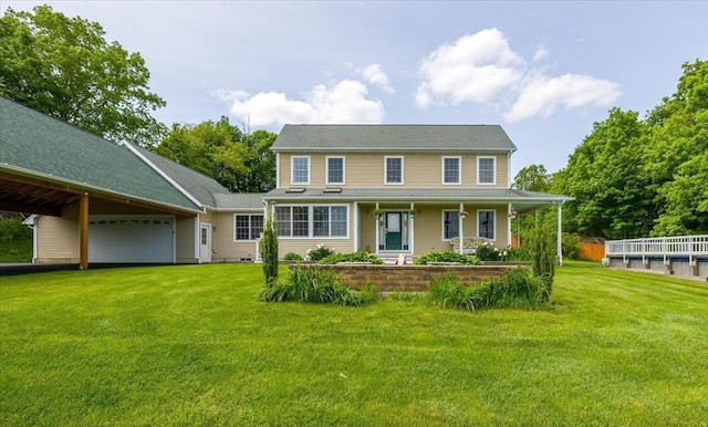 447 Coy Hill Rd, Warren, MA 01083 - view of front of house featuring a front lawn, a garage, and a porch