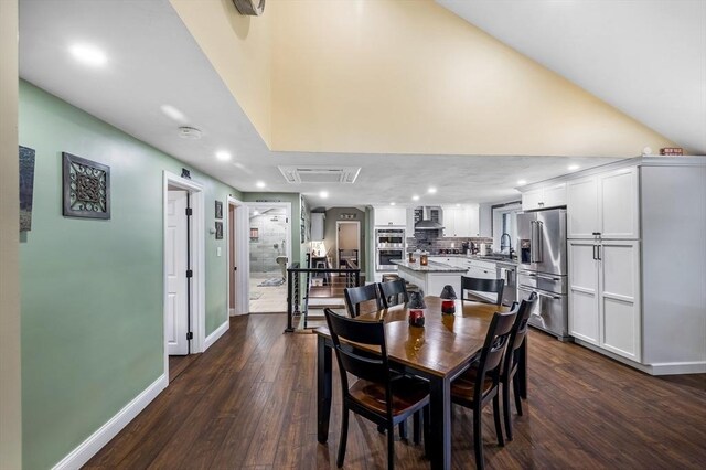 8 New Spencer Rd, Charlton, MA 01507 - dining space with baseboards, dark wood-style floors, and recessed lighting