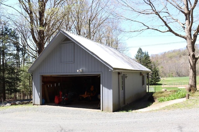 view of detached garage