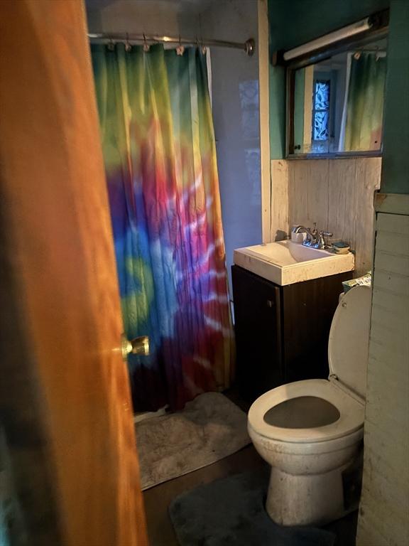 59 Piedmont St, Springfield, MA 01104 - full bathroom featuring toilet, vanity, and curtained shower