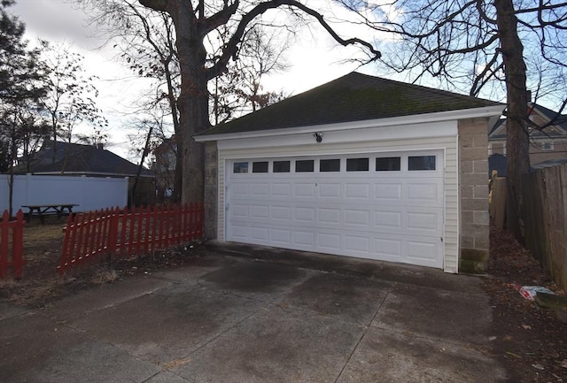 view of garage