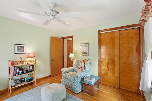 890 Westford St, Lowell, MA 01850 - sitting room featuring wood finished floors and a ceiling fan