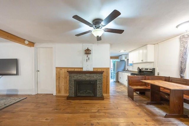 170 Walnut Rd, Wrentham, MA 02093 - living area featuring light wood-type flooring and ceiling fan
