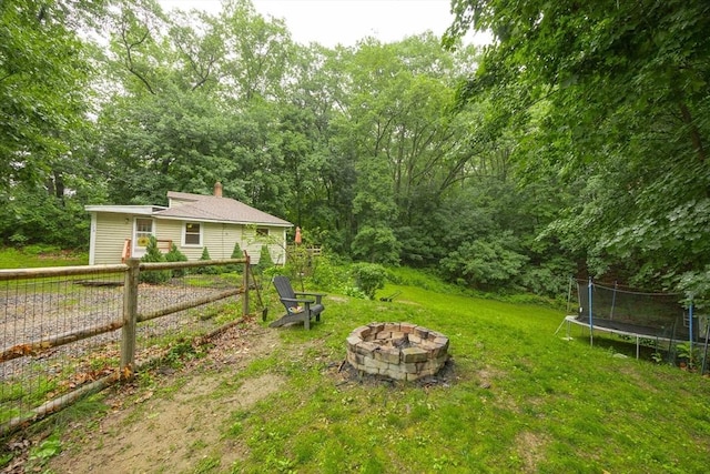 170 Walnut Rd, Wrentham, MA 02093 - view of yard with a fire pit and a trampoline