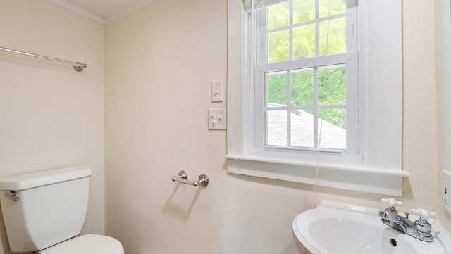 141 State St Unit 2, Newburyport, MA 01950 - half bathroom with toilet, a sink, and ornamental molding
