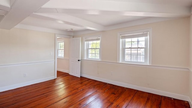 141 State St Unit 2, Newburyport, MA 01950 - unfurnished room with baseboards, hardwood / wood-style flooring, and beam ceiling