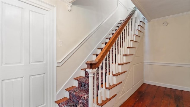141 State St Unit 2, Newburyport, MA 01950 - stairs featuring crown molding, wood-type flooring, and baseboards