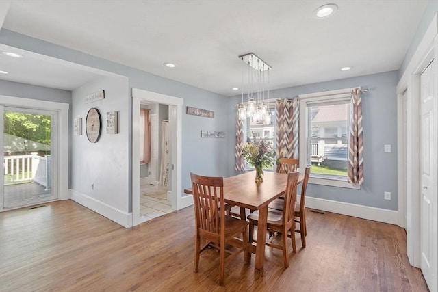 37 Gorham St, Chelmsford, MA 01824 - dining area with light wood-style floors, baseboards, and recessed lighting