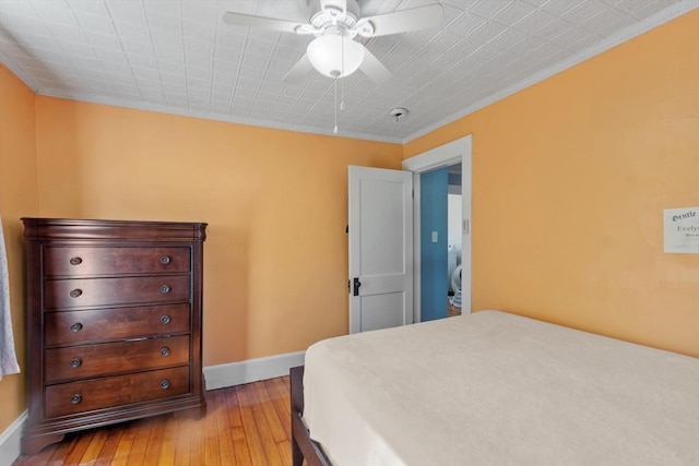37 Gorham St, Chelmsford, MA 01824 - bedroom featuring light wood-style flooring, baseboards, ceiling fan, and crown molding