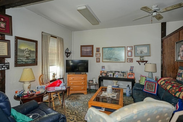 7 Prospect St, Woburn, MA 01801 - living area featuring ceiling fan