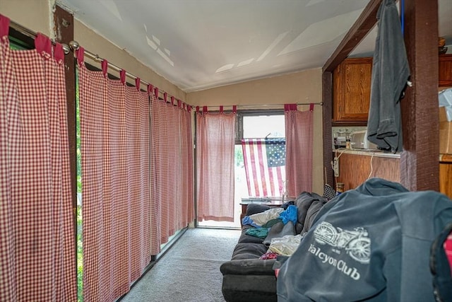7 Prospect St, Woburn, MA 01801 - living room featuring carpet floors and lofted ceiling