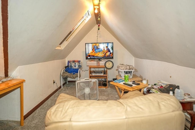 7 Prospect St, Woburn, MA 01801 - living room with carpet flooring, lofted ceiling, and baseboards