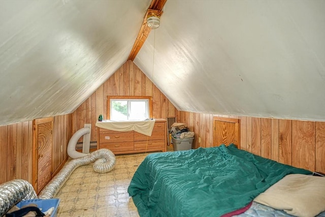 7 Prospect St, Woburn, MA 01801 - bedroom with wooden walls and vaulted ceiling