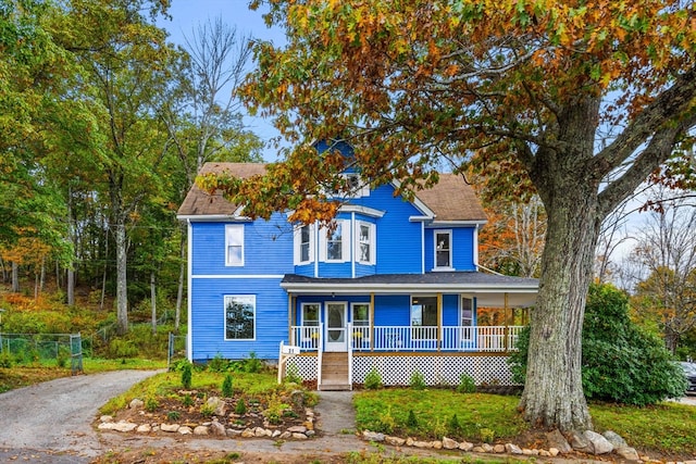 view of front facade featuring covered porch