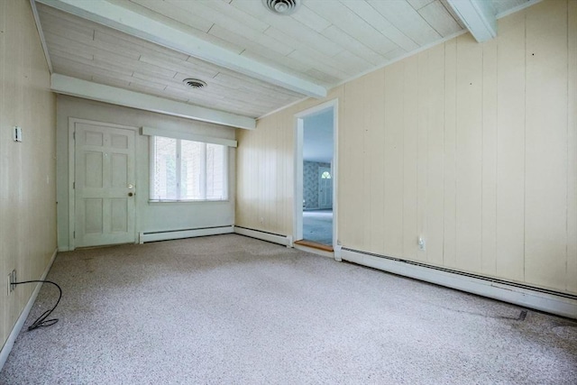 33 Page Rd, North Attleboro, MA 02760 - carpeted empty room featuring beamed ceiling and baseboard heating