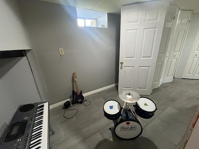 basement featuring baseboards
