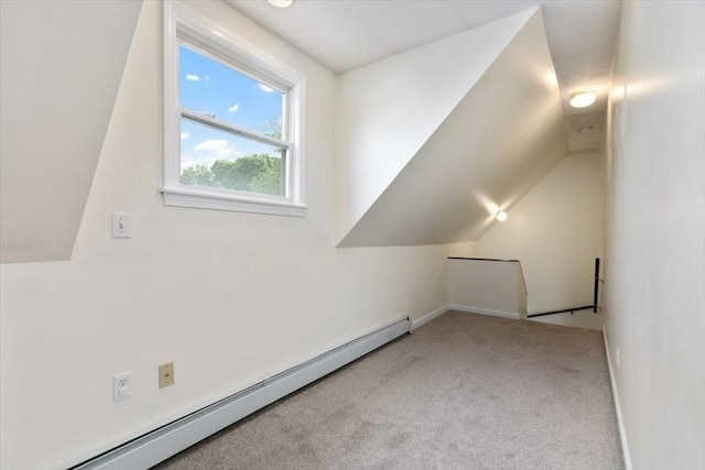 29 Balcomb St Unit 29, Salem, MA 01970 - additional living space with a baseboard heating unit, carpet, vaulted ceiling, and baseboards