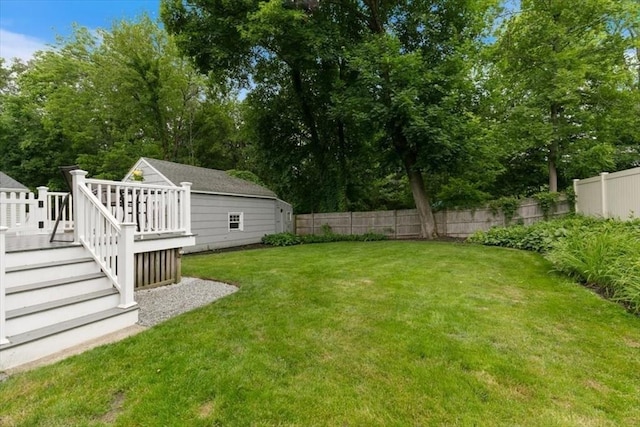 38 Pasho St, Andover, MA 01810 - view of yard with a wooden deck, stairs, and view of scattered trees